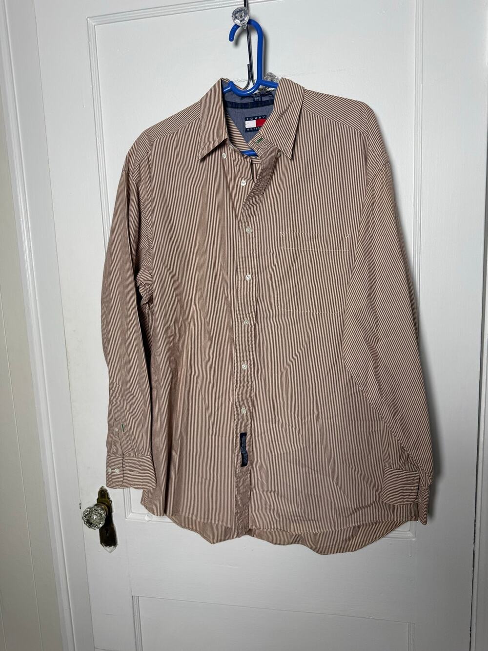 Tommy Hilfiger 16.5 34/35 Striped Shirt 90s Preppy Old Money Vintage Button Down